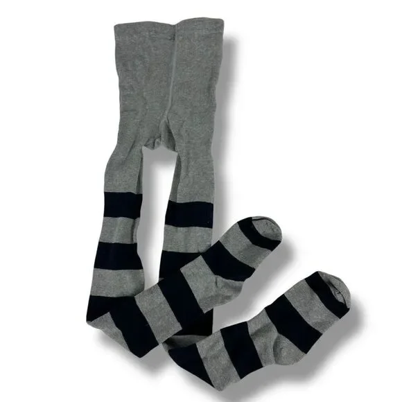 Crewcuts Girls Footed Tights size M-L Gray Navy Striped