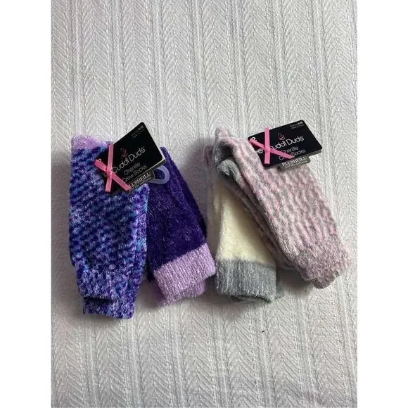 Cuddl Duds Girls Shoe Size 4-10 Chenille Crew Socks - 2 - 2 Packs