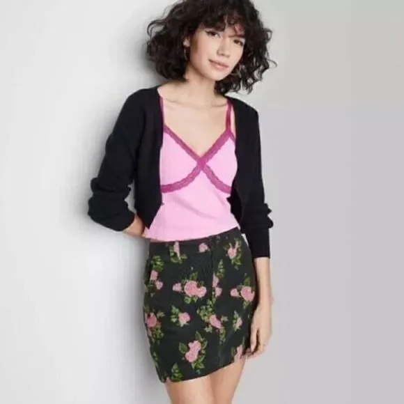 Wild fable Women's Skirt Mini Cord High Rise Black Size 0