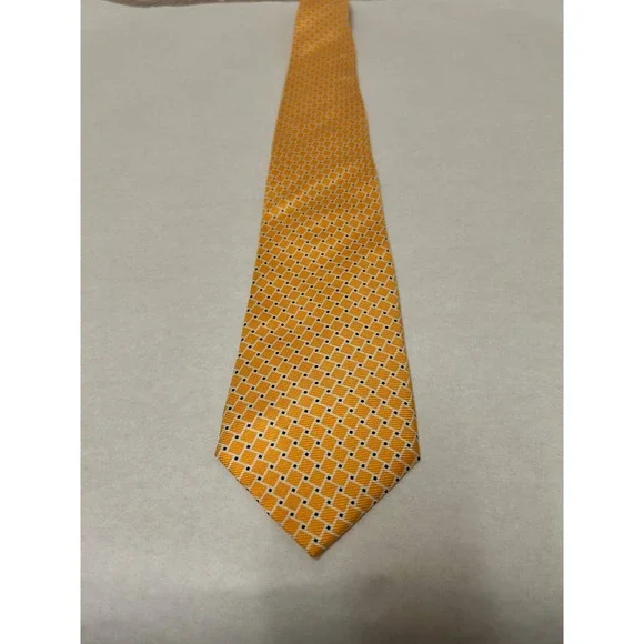 Jos. A. Bank Necktie Mens One‎ Size Yellow 100% Silk Square Geometric Designer