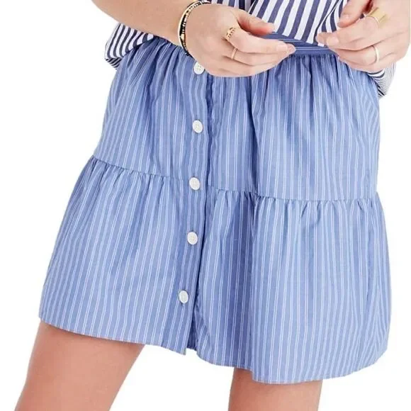 Madewell Bistro Stripe Mini Skirt Button Front