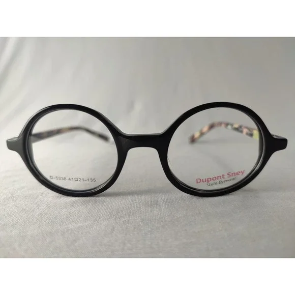 Dupont Sney D-5338‎ Black Round Eyeglass Frames Kids Small Adult 41-21-135 NWOT