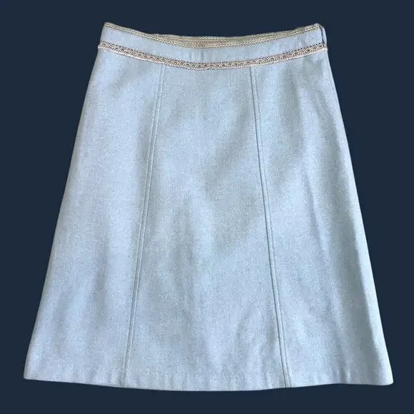 Gap A-Line Wool Blend Blue Geometric Fringe skirt Size 6