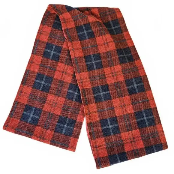Red and Navy Plaid Fleece Scarf