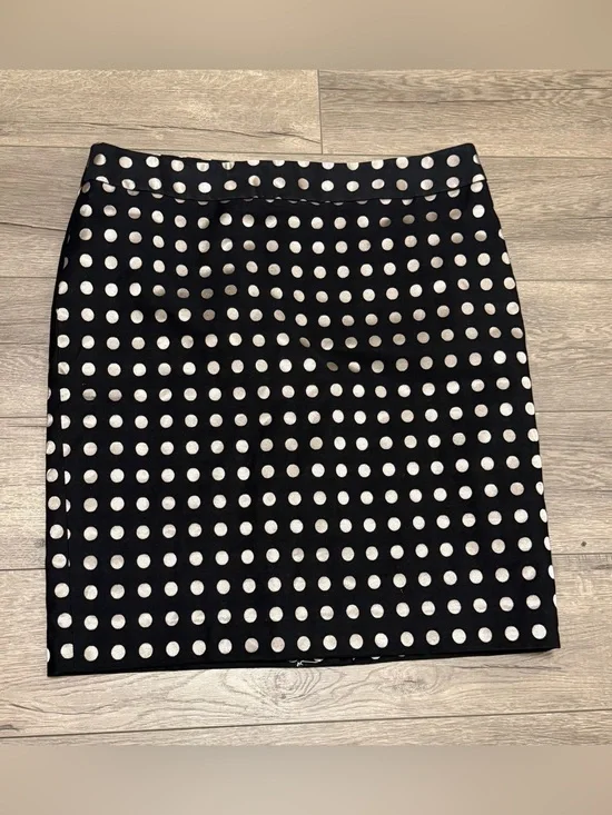 Ann Taylor Black Pencil Skirt Metallic Gold Polka Dots Lined Sz 18 NWT $90