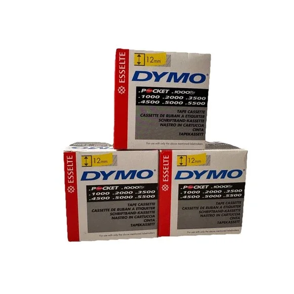 Dymo Tape Cassette Black Clear 12mm .5” x 23’ Lot Of 14