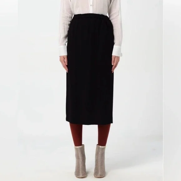 FORTE_FORTE Italy Black Split Side Midi Skirt Size 3