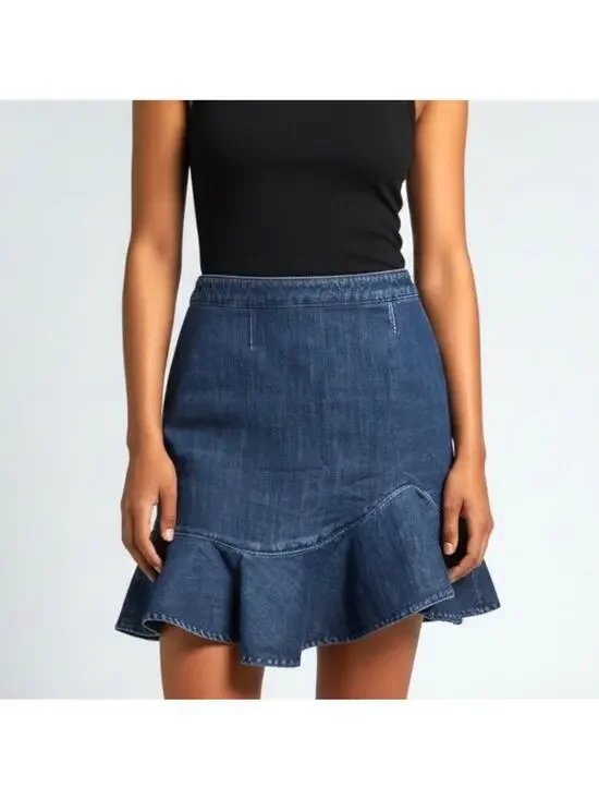 Leifsdottir Size 4 Dark Blue Denim Trumpet Mini Skirt Anthropologie