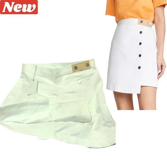 🛑CLEARANCE‼️ 🆕 BLDWN Alexis Asymmetrical Button-Down Skirt White and tan