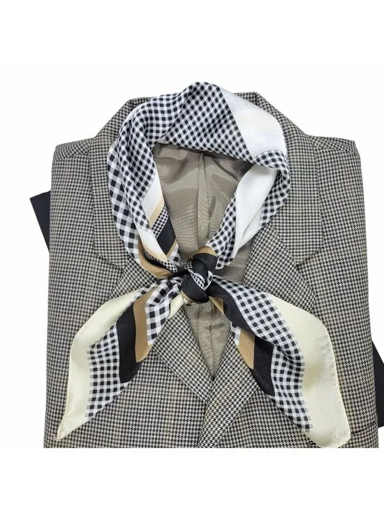 ✨Elegant Bandana Geometric Scarf Silky Satin Black Brown Geometric Wrap Stylish✨