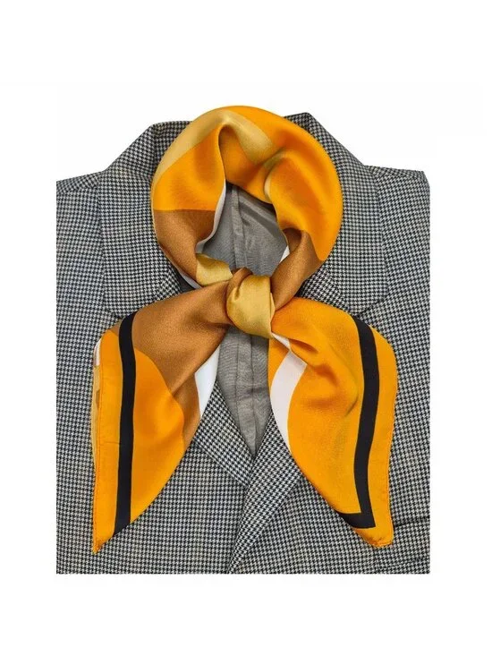 ✨Silky Square Scarf Abstract Geometric Pattern Versatile Stylish Luxury Yellow✨