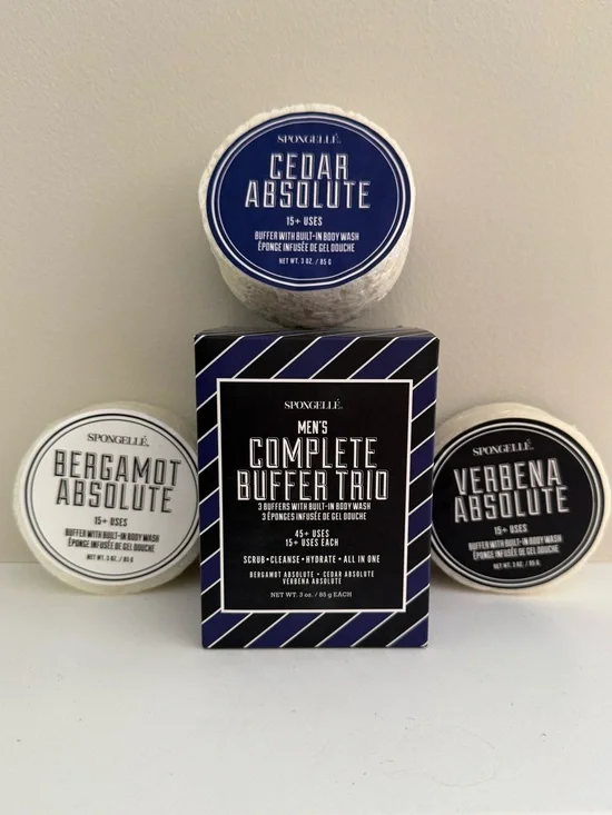 Spongelle Men's Buffer Trio Bergamot Cedar Verbena NEW IN BOX