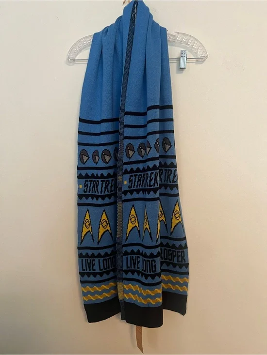 Star Trek Blue Logo Knit Scarf - Live Long and Prosper