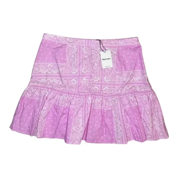 Showpo Noemi Mini Skirt in Pink Scarf Print - NWT - Size 12