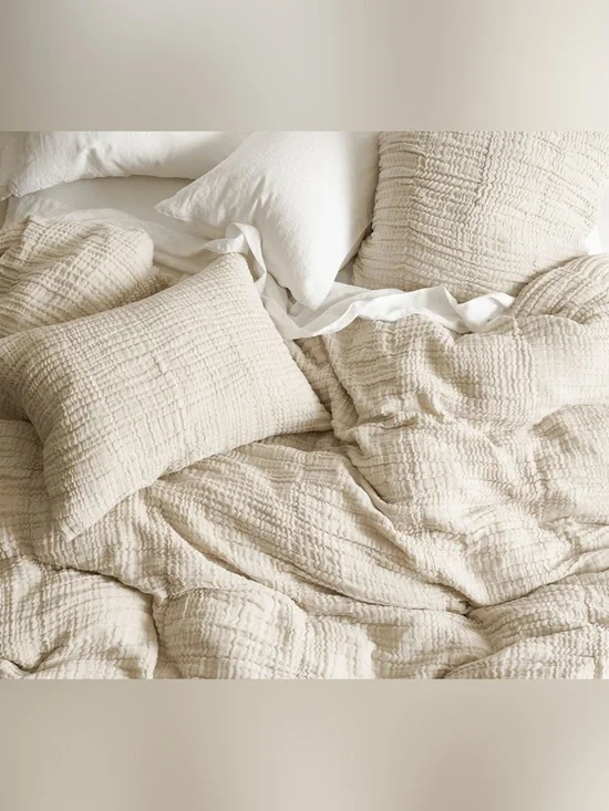 Pottery Barn Cloud Sham Set of 2 Standard Size Flax Cream NEW