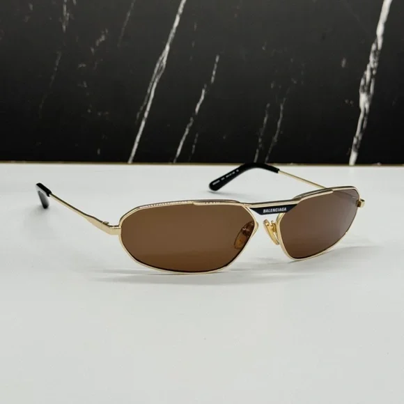 NEW BALENCIAGA BB0245S 003 UNISEX SUNGLASSES BB 0245S GOLD METAL OVAL EYEWEAR