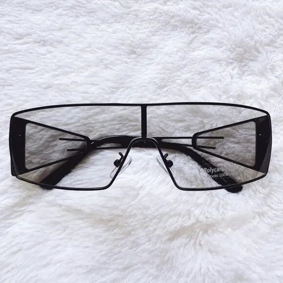 Shane Clear Black Wrap-Around Sunglasses