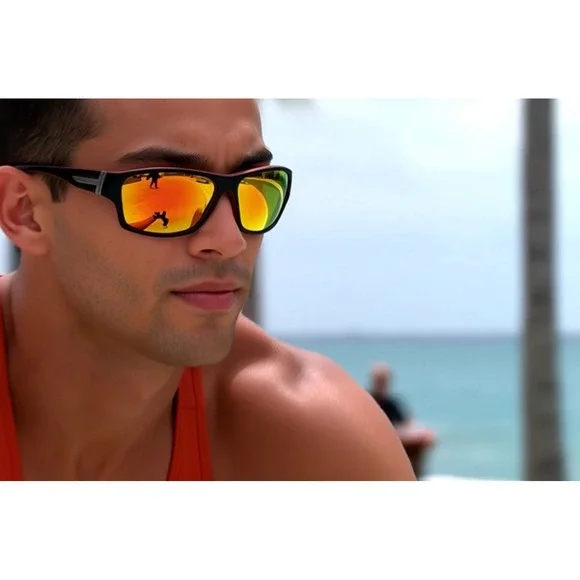 Sport Polarized Men Sunglasses Red‎ Fire Mirrored Lens Driving Fishing Outdoor