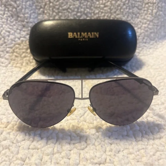 BALMAIN BL 2103 C02 Gunmetal Black Authentic Sunglasses 59-13 W/case