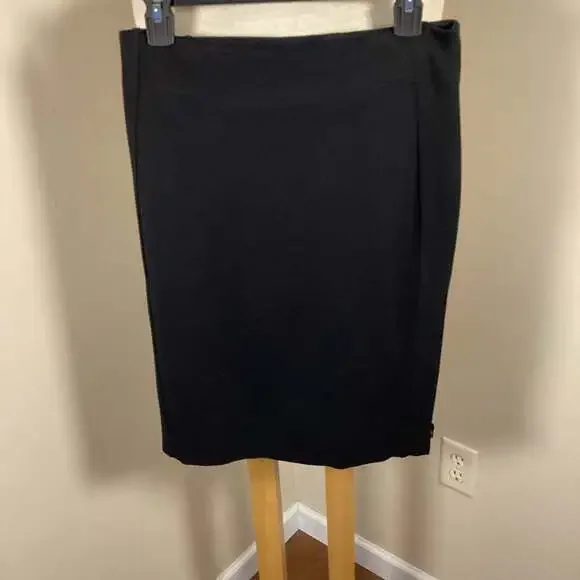 Lynn Ritchie Silver Black Ponte Knit Pencil Skirt with Side Zip Seam