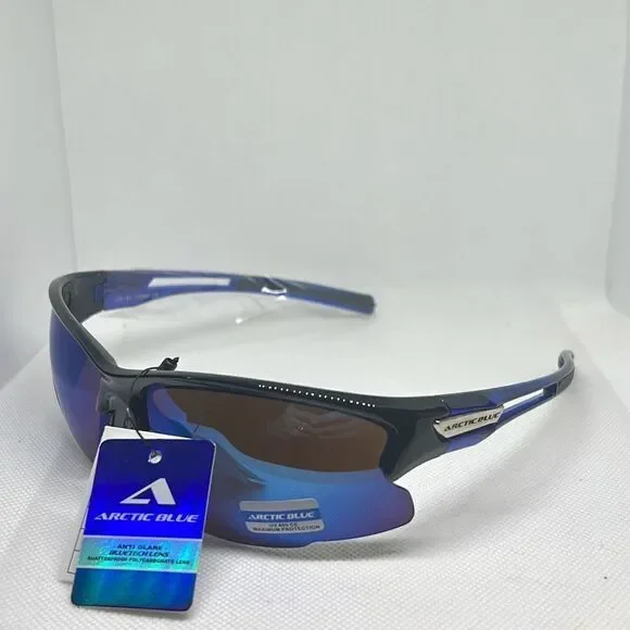 Arctic Blue Mirrored Semi Rimless Sunglasses