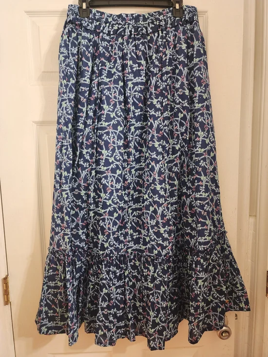 Simply Southern Ophelia Maxi Floral Bow Print Skirt with Gold Logo Plate