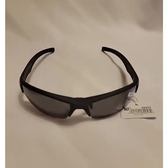 Piranha Sunglasses Sport Wrap Black Partial Frame Style # 60057 Black Lenses