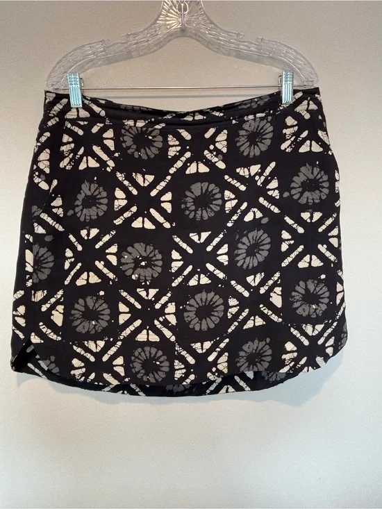 Madewell Black and White Tie-Dye 100% Silk Tile Mini Skirt