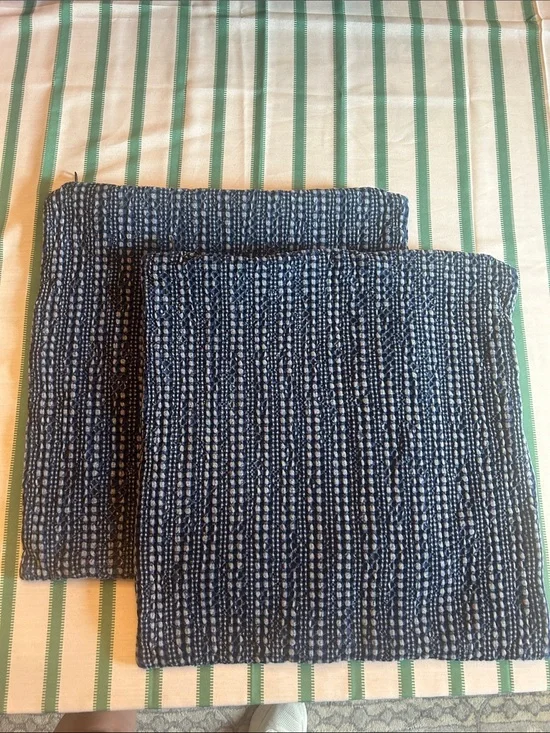 Pottery Barn Honeycomb Textured Pillow Cover, Lot of 2, Sailor Navy Blue, 18”
