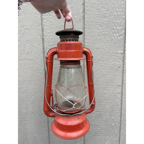 Vintage Dietz No. 20 Junior Red Lantern With Clear Globe