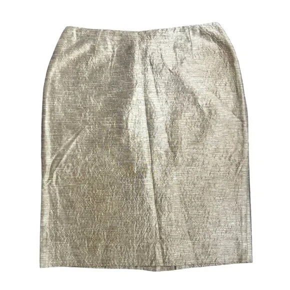 Dana Buchman Silk Skirt Womens 10 Pencil Striped 90s Preppy Shiney Classic Work‎