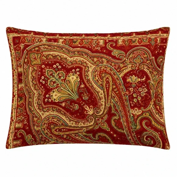 Pottery Barn Alice Paisley Standard Pillow Sham Cotton Envelope Closure Red