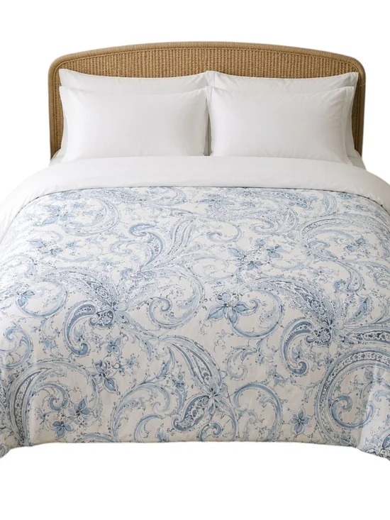 Pottery Barn Mackenna Paisley Blue Organic Cotton Full Duvet Cover Only Coastal
