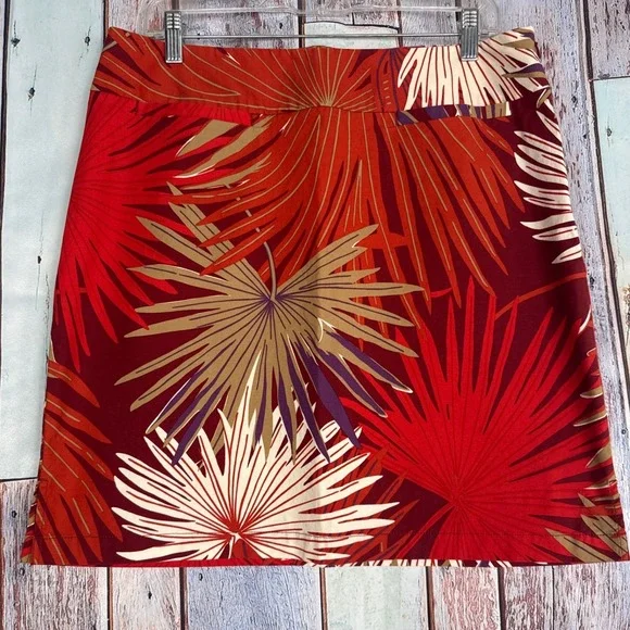 Gap Women's Hawaiian Tropical Palm Leaf Cotton Mini‎ Skirt Size 12 RN54023