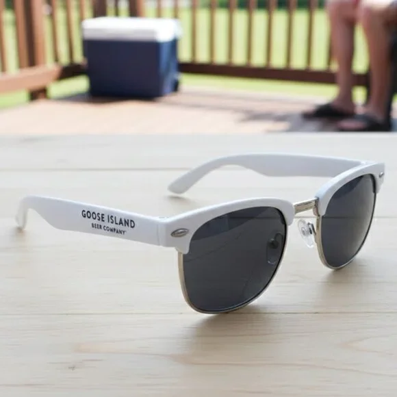 Goose‎ Island Beer Company Sunglasses White Frame Dark Lenses Craft Beer Promo