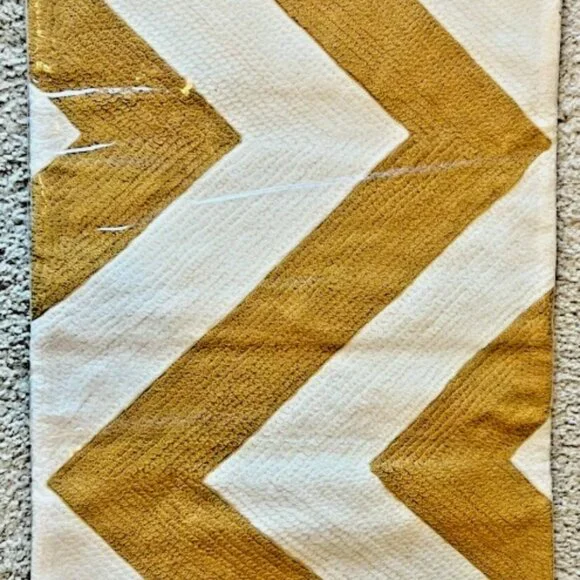 NEW Pottery Barn Chevron Crewel Embroidered Lumbar Pillow Cover Fall Honey Gold