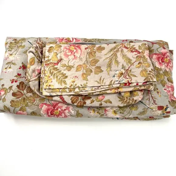 Pottery Barn linen floral birds duvet  cover Euro sham and decorative pillow