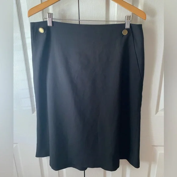 🆕 CLUB MONACO Borrem Black Wool Blend A-Line Skirt SZ 12
