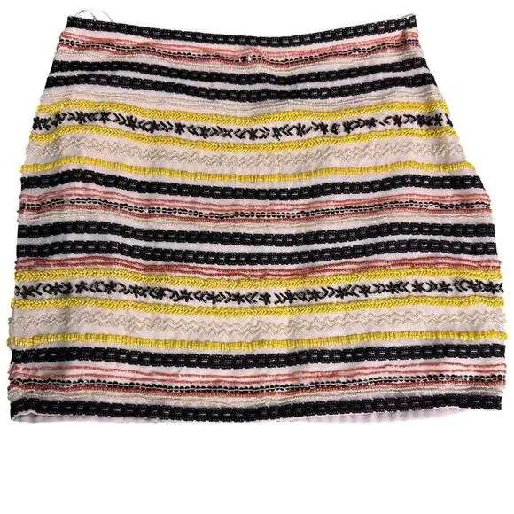 Willow & Clay Anthropologie Women's sz 4 Beaded Mini Skirt Lined Neutral Colors
