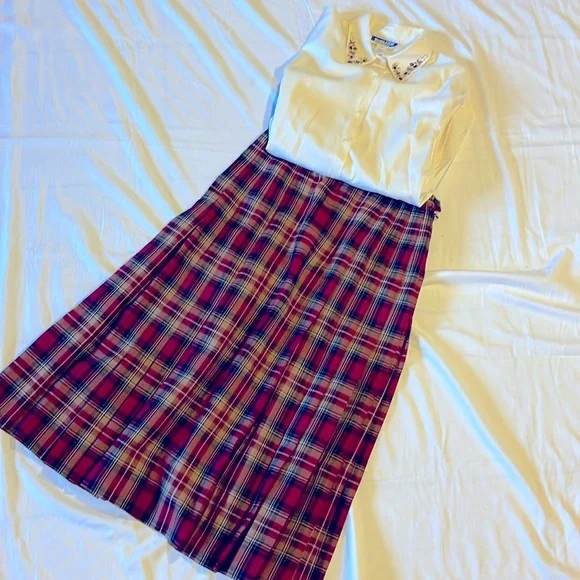 Vintage Pendleton Petite‎ 100% Virgin Wool Long Pleated Skirt