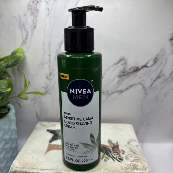 Nivea Men Sensitive Calm Liquid Shaving Cream Pump Bottle 6.8 FL OZ - New