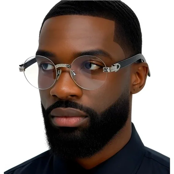 Rimless Sunglasses Silver Frame Clear Tinted Lens Trendy Retro Classy 80's 90's‎