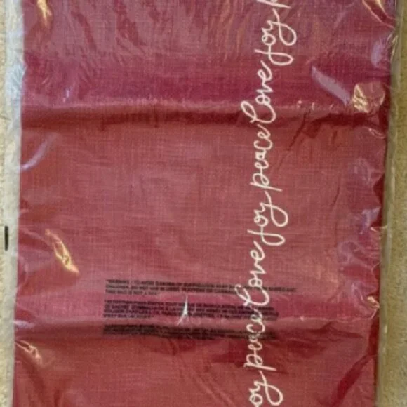 NEW Pottery Barn Love Joy Peace Embroidered Lumbar Pillow Cover | Cardinal Red