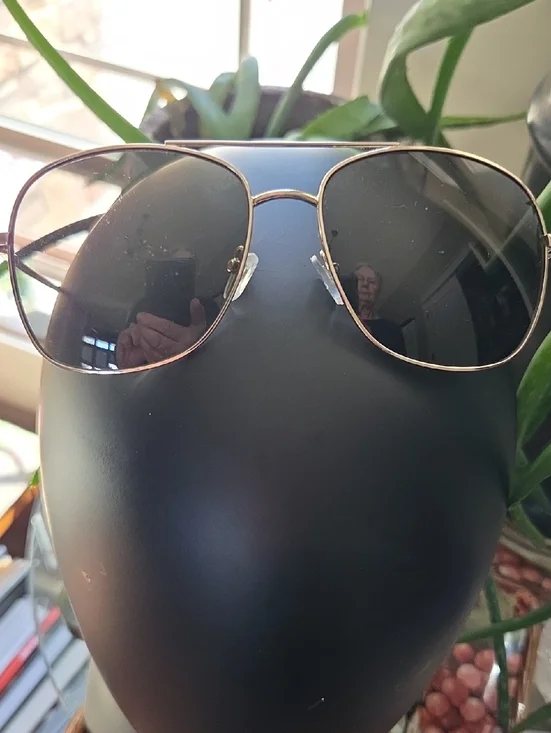 Aviator Metal Sunglasses - Black Lenses, Gold Frame