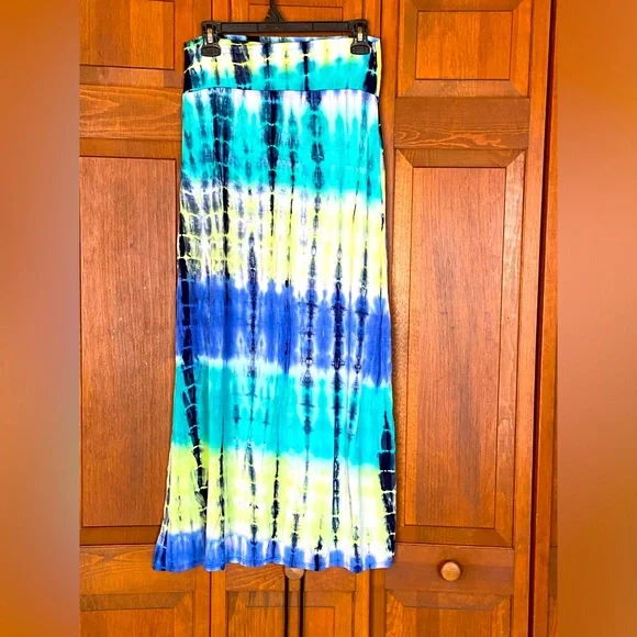 BCX Multicolor Tie-Dye Boho Maxi Skirt