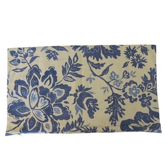 Pottery Barn Sham Blue Ivory Floral Linen Cotton‎ Euro 12x20 Boho Pillow Case