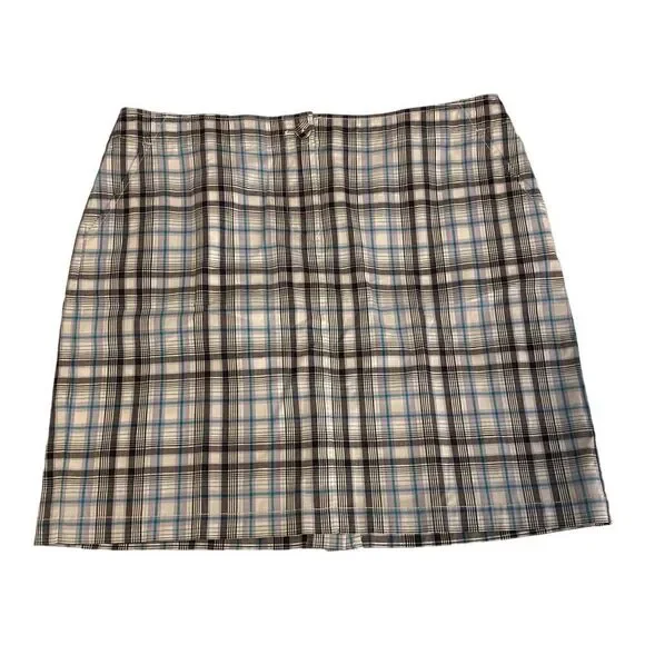 TALBOTS Woman's Size 14P Golf Skirt w/Pockets Plaid Stretch Cotton