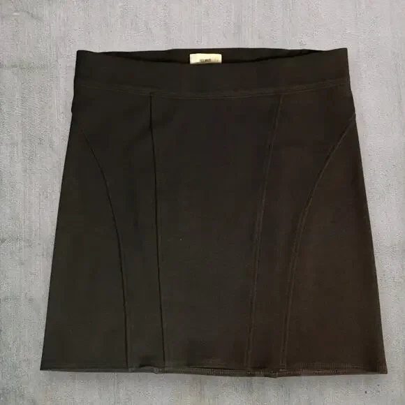 Helmut Black Structured Ponte Mini Skirt L Minimalist Modern Capsule Wardrobe