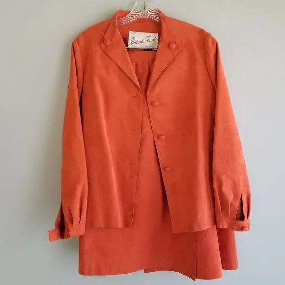 Gertrude Frank Vintage Suede Skirt Suit-Size 14