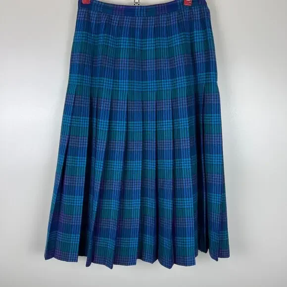 Pendleton 100% Vintage Wool Plaid Skirt Size 10 TALL